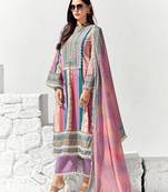 Women Ethnic Motifs Printed Regular Thread Work Kurta Trousers With Dupatta