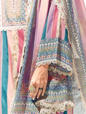 Women Ethnic Motifs Printed Regular Thread Work Kurta Trousers With Dupatta 4