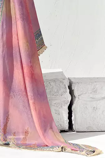Women Ethnic Motifs Printed Regular Thread Work Kurta Trousers With Dupatta