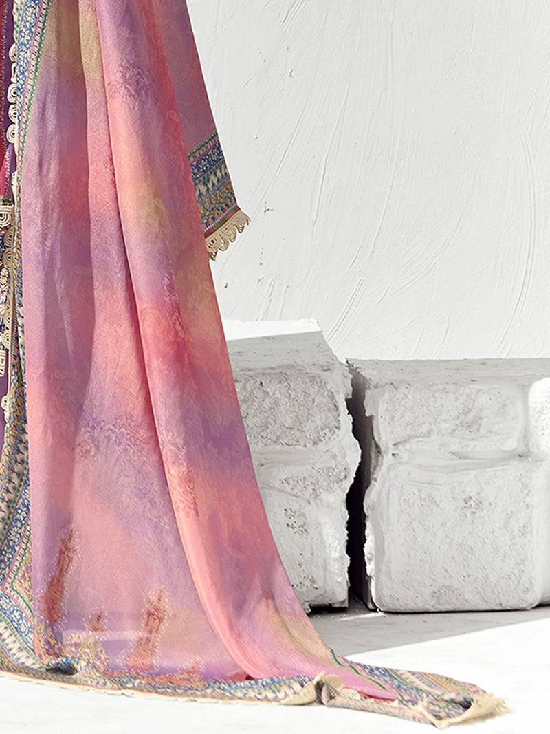 Women Ethnic Motifs Printed Regular Thread Work Kurta Trousers With Dupatta