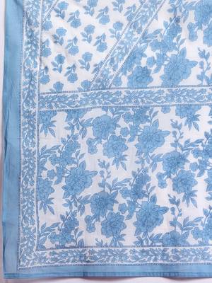 Floral Printed Panelled Beads & Stones Pure Cotton Kurta With Trousers & Dupatta 4