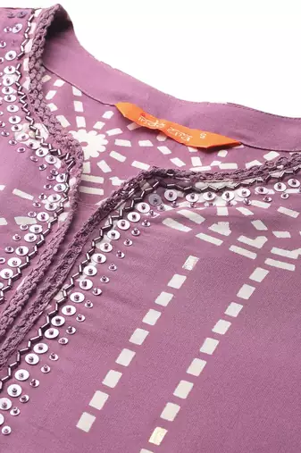 Printed Beads & Stones Kurta with Palazzos