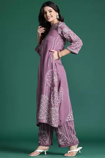 Printed Beads & Stones Kurta with Palazzos