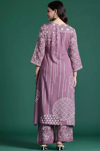Printed Beads & Stones Kurta with Palazzos