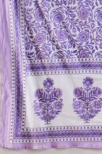 V-Neck Floral Printed Panelled Pure Cotton Kurta Set