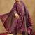 Purple Floral Printed Angrakha V-Neck Thread Work Pure Cotton A-Line Kurta Set