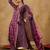 Purple Floral Printed Angrakha V-Neck Thread Work Pure Cotton A-Line Kurta Set