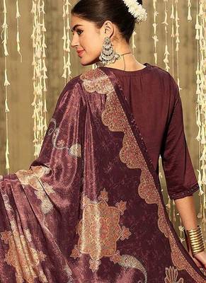 Floral Embroidered Thread Work Kurta With Trousers & Dupatta 5