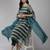 Teal Green Striped Woven Design Boat Neck Straight Kurta With Trousers & Dupatta