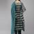 Teal Green Striped Woven Design Boat Neck Straight Kurta With Trousers & Dupatta