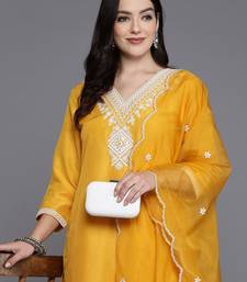 Women Yoke Design Regular Mirror Work Kurta with Trousers & Dupatta
