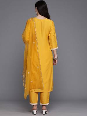 Women Yoke Design Regular Mirror Work Kurta with Trousers & Dupatta 7