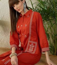 Ethnic Motifs Embroidered Thread Work Pure Cotton Kurta With Trouser