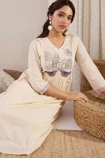 Women Quirky Embroidered Kurta with Trousers