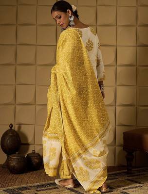 floral printed v-neck  cotton straight kurta with salwar & dupatta 5