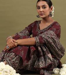 Floral Printed V-Neck Pure Cotton Straight Kurta with Salwar & Dupatta