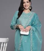 Women Floral Yoke Design Regular Kurta with Trousers & Dupatta