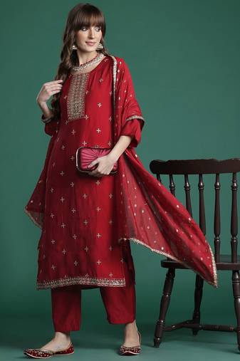 Ethnic Motifs Kurta with Trousers & Dupatta
