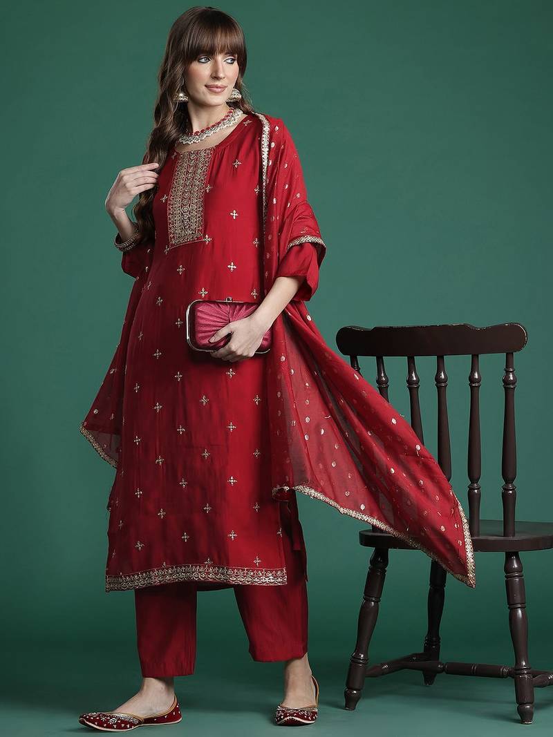 Ethnic Motifs Kurta with Trousers & Dupatta