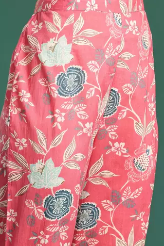 Floral Printed Pure Cotton Kurta with Trousers