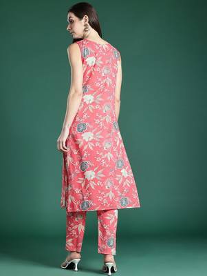 Floral Printed Pure Cotton Kurta with Trousers 5