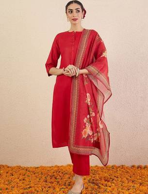 Women Solid Kurta with Pyjama & Dupatta 1