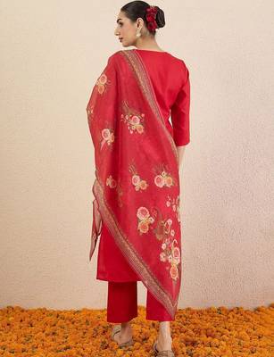 Women Solid Kurta with Pyjama & Dupatta 6