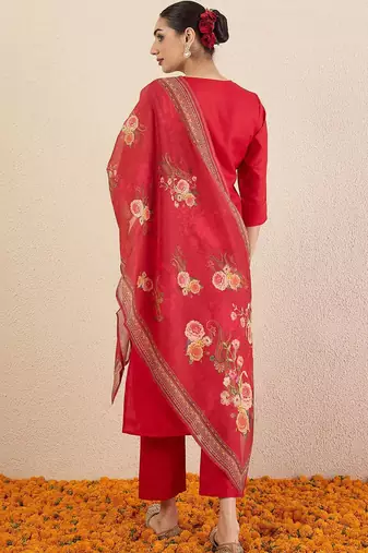 Women Solid Kurta with Pyjama & Dupatta