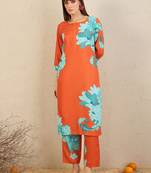 Floral Printed Straight Kurta With Trousers