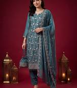 Women Floral Embroidered Regular Thread Work Kurta with Trousers & With Dupatta