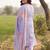 Plus Size Purple Printed Straight Kurta Trousers With Dupatta Set