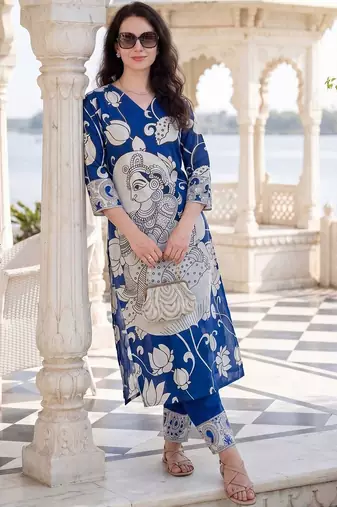 Women Ethnic Motifs Printed Regular Pure Cotton Kurta with Trousers