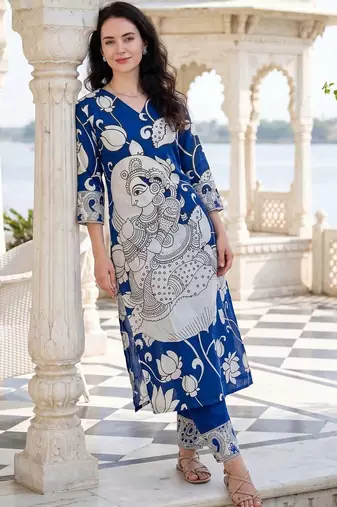 Women Ethnic Motifs Printed Regular Pure Cotton Kurta with Trousers