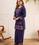 Women Ethnic Motifs Embroidered Regular Beads and Stones Kurta with Palazzos