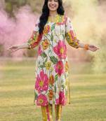 Women Floral Printed Regular Pure Cotton Kurta with Trousers