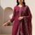 women ethnic motifs embroidered regular thread work  cotton kurta with trousers & with dupatta