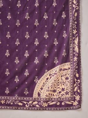 Women Ethnic Motifs Printed Angrakha Pure Cotton Kurta with Trousers & With Dupatta 5