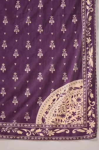 Women Ethnic Motifs Printed Angrakha Pure Cotton Kurta with Trousers & With Dupatta