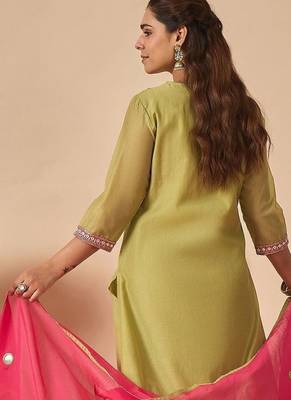 Women Ethnic Motifs Embroidered Regular Mirror Work Kurta with Trousers & With Dupatta 5