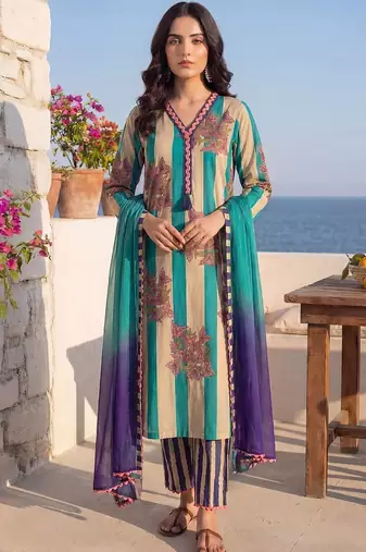 Women Printed Regular Pure Cotton Kurta with Trousers & With Dupatta