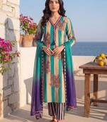 women printed regular  cotton kurta with trousers & with dupatta