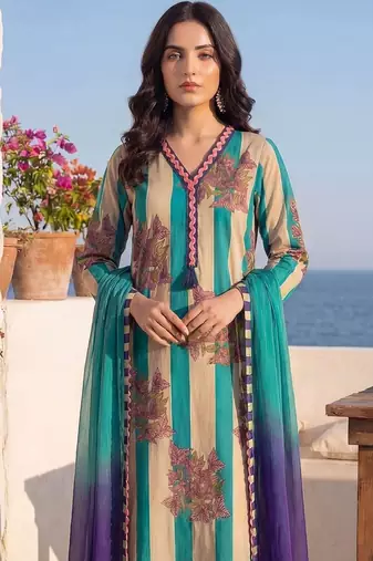 Women Printed Regular Pure Cotton Kurta with Trousers & With Dupatta