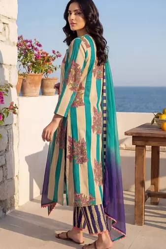 Women Printed Regular Pure Cotton Kurta with Trousers & With Dupatta