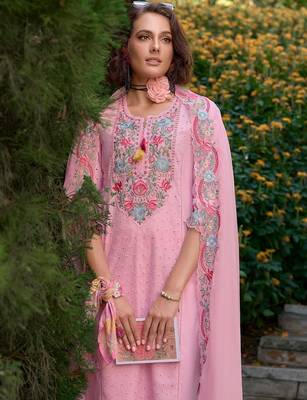 Women Floral Embroidered Regular Thread Work Pure Cotton Kurta with Trousers & With Dupatta 6