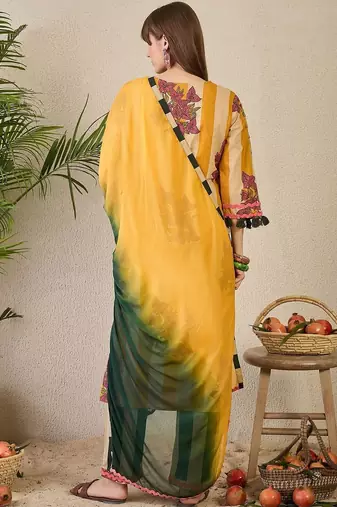 Women Floral Printed Regular Pure Cotton Kurta with Trousers & With Dupatta