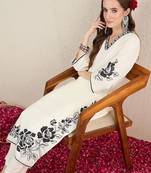 Women Floral Embroidered Regular Thread Work Kurta with Trousers
