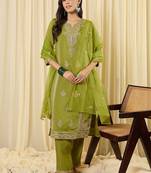 Women Ethnic Motifs Embroidered Regular Sequinned Kurta with Trousers & With Dupatta