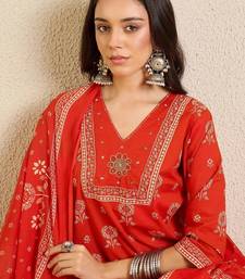 Women Ethnic Motifs Printed Regular Thread Work Pure Cotton Kurta with Trousers & With Dupatta