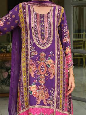 Ethnic Motifs Printed Regular Mirror Work A-Line Kurta With Palazzos & Dupatta 2