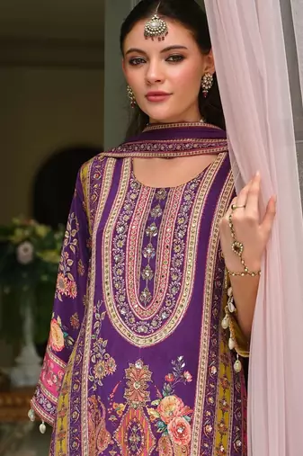 Ethnic Motifs Printed Regular Mirror Work A-Line Kurta With Palazzos & Dupatta